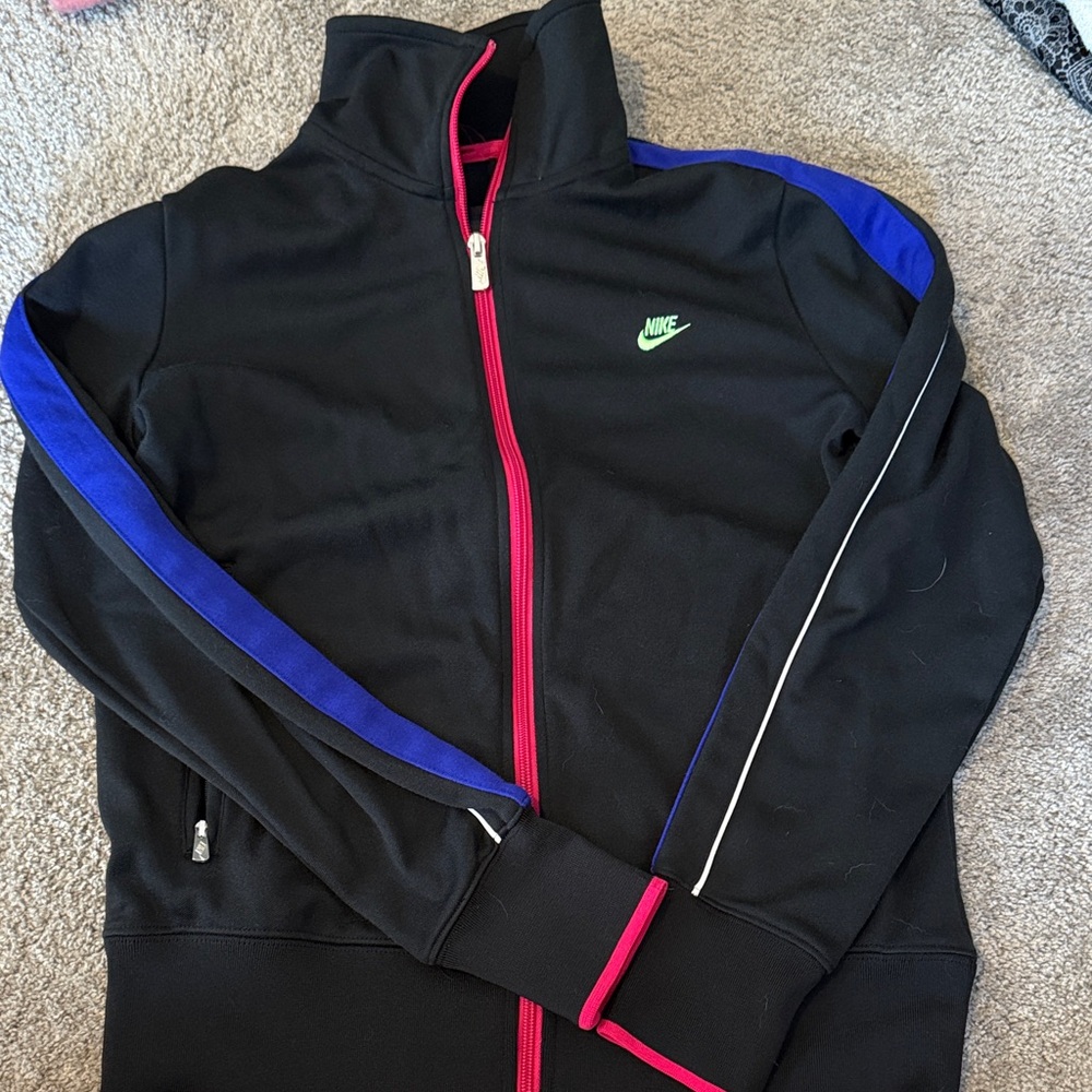 Nike Black Jacket with Blue and Pink Trim